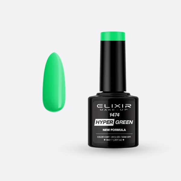 Elixir Ημιμόνιμο βερνίκι Hyper 8ml – #1474 (Hyper Green)