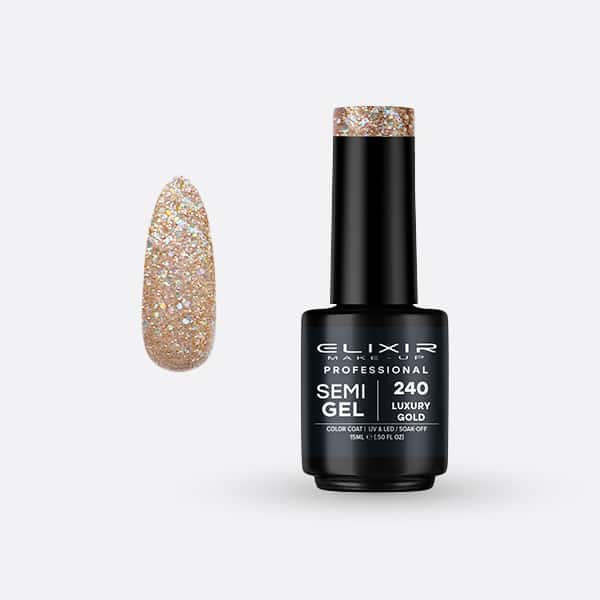 Elixir Pro. Ημιμόνιμο βερνίκι 15ml – #240 (Luxury Gold)