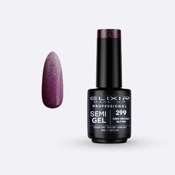 Elixir Pro. Ημιμόνιμο βερνίκι 15ml – #299 (Darkorchid Glitter)