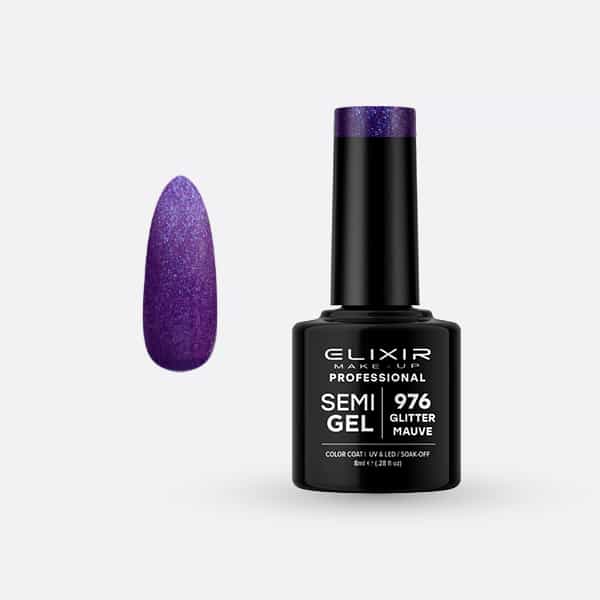 Elixir Ημιμόνιμο βερνίκι 8ml – #976 (Glitter Mauve)