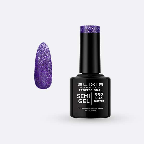 Elixir Ημιμόνιμο βερνίκι 8ml – #997 (Lilac Glitter)