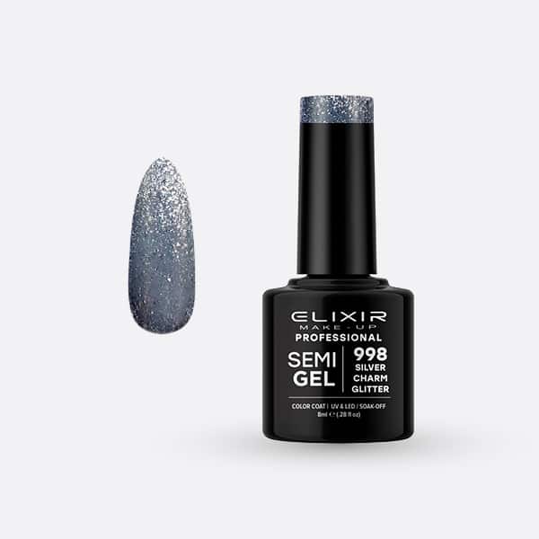 Elixir Ημιμόνιμο βερνίκι 8ml – #998 (Silver Charm Glitter)